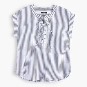 J.crew lace up stripe popover